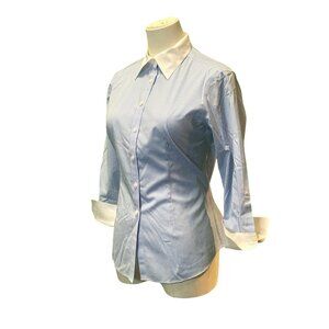 Brooks Brothers Blue Gingham Button-Down Shirt with White Collar & Cuffs